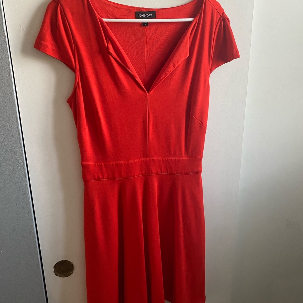 Beautiful red Bebe dress—perfect for the holidays!